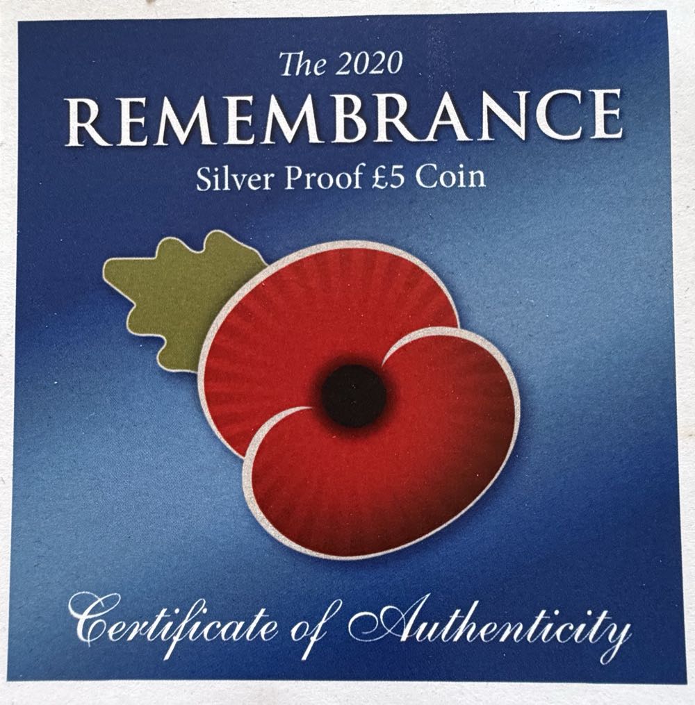 2020 Remembrance £5  coin collectible - Main Image 3