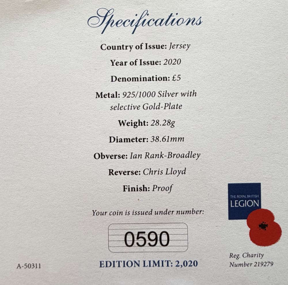 2020 Remembrance £5  coin collectible - Main Image 4