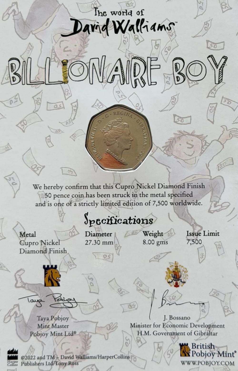 2022 Billionaire Boy 50p  coin collectible - Main Image 4
