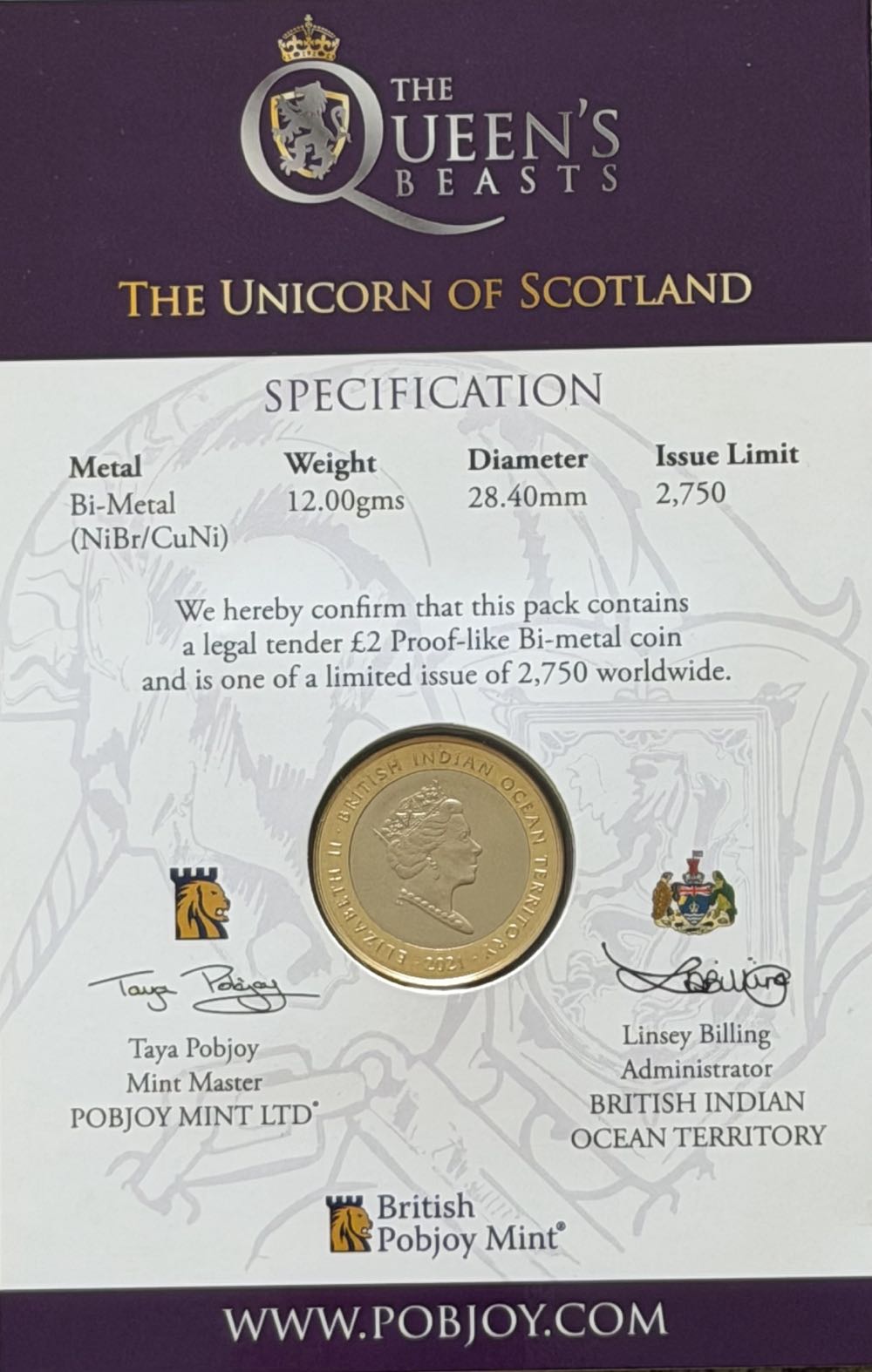 2021 The Unicorn Of Scotland £2  coin collectible - Main Image 4