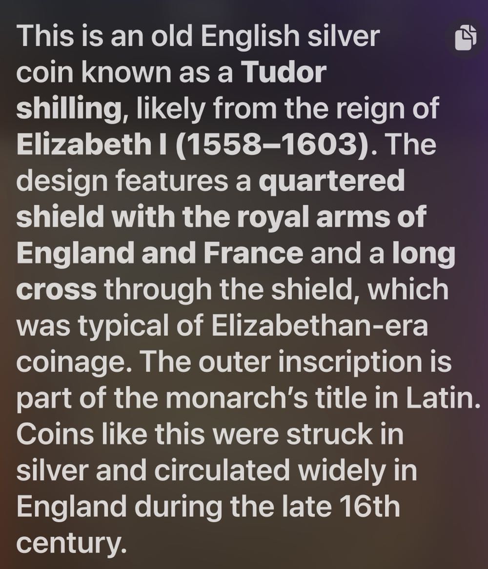 1558-1603 Elizabeth I Tudor Shilling  coin collectible - Main Image 3