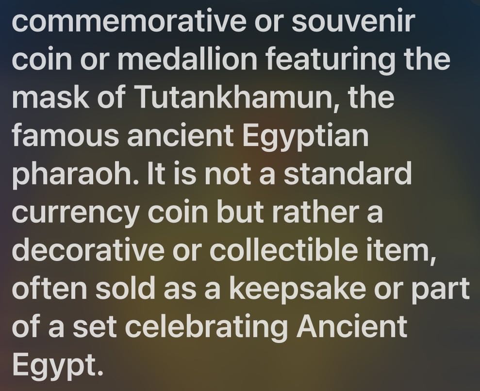 1979 Tutankhamen’s Mask Medal  coin collectible - Main Image 3