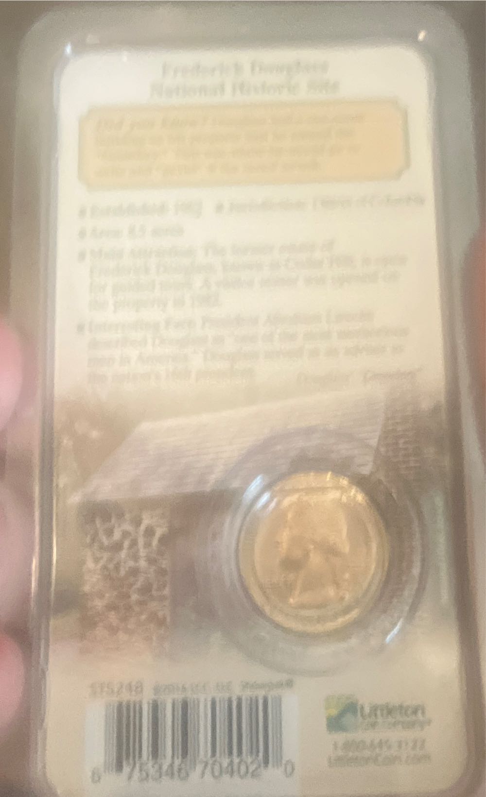 Frederick Douglas National Historic Site 2017-D Commemorative Quarter  coin collectible [Barcode 675346704020] - Main Image 2