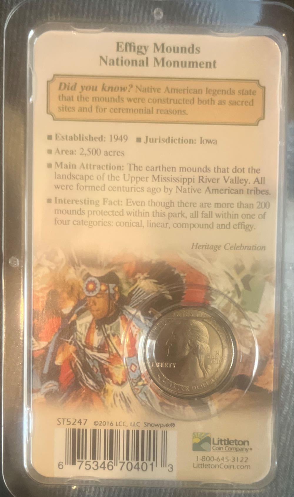 Effigy Mounds National Monument 2017-D Commemorative Quarter  coin collectible [Barcode 675346704013] - Main Image 2