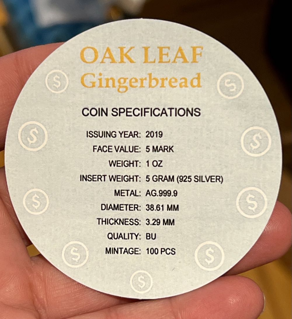 GERMANIA OAK LEAF GINGERBREAD 1oz  coin collectible - Main Image 4