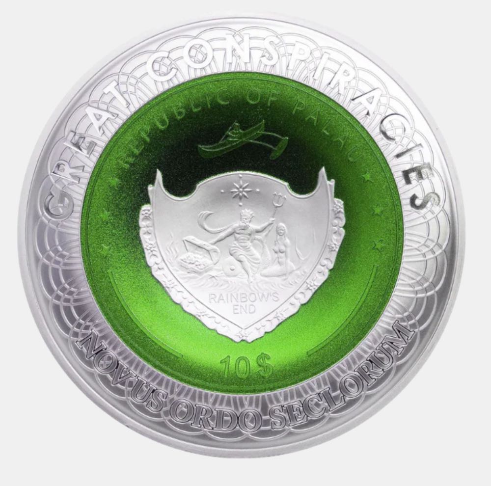 AREA 51 UFO Alien Great Conspiracies 2 Oz Silver Coin $10 Palau 2020  coin collectible - Main Image 2