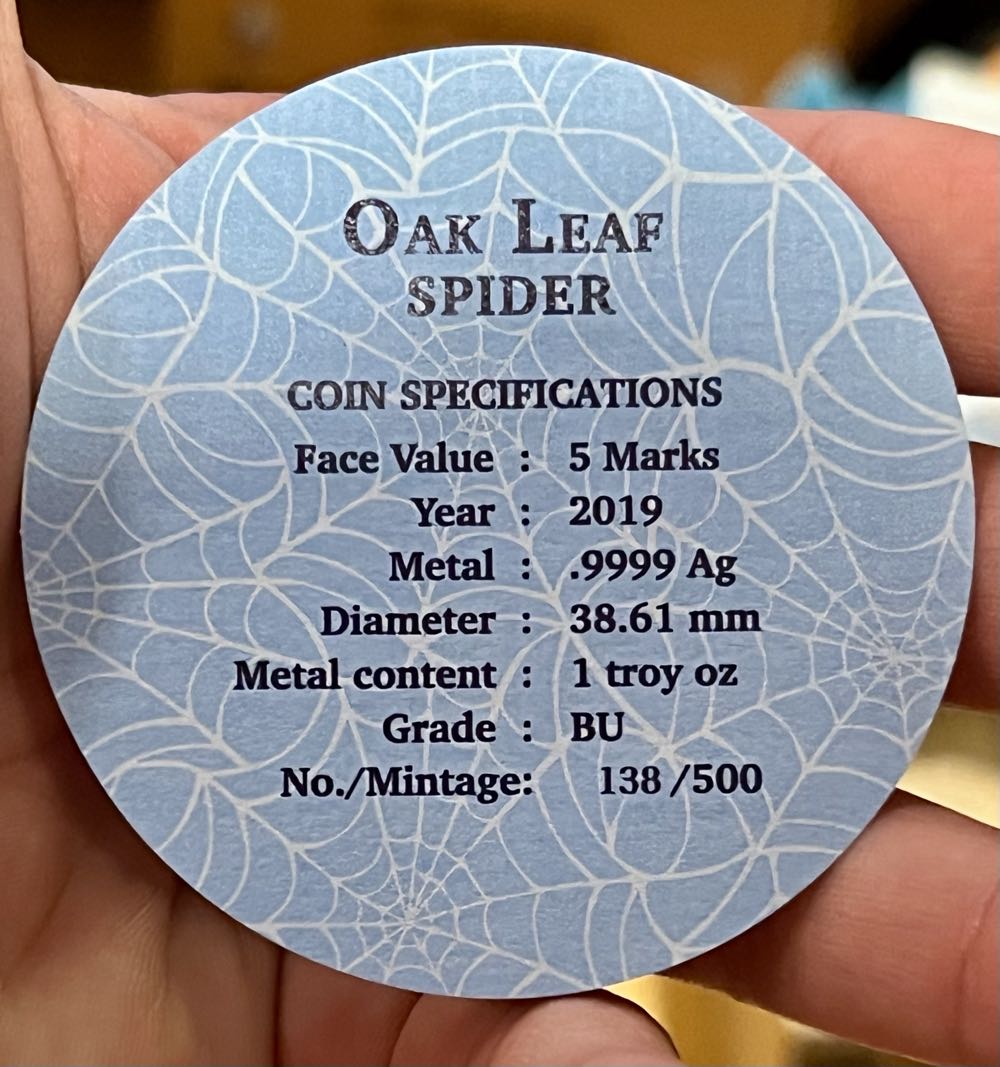 GERMANIA OAK LEAF SPIDER 1oz  coin collectible - Main Image 5