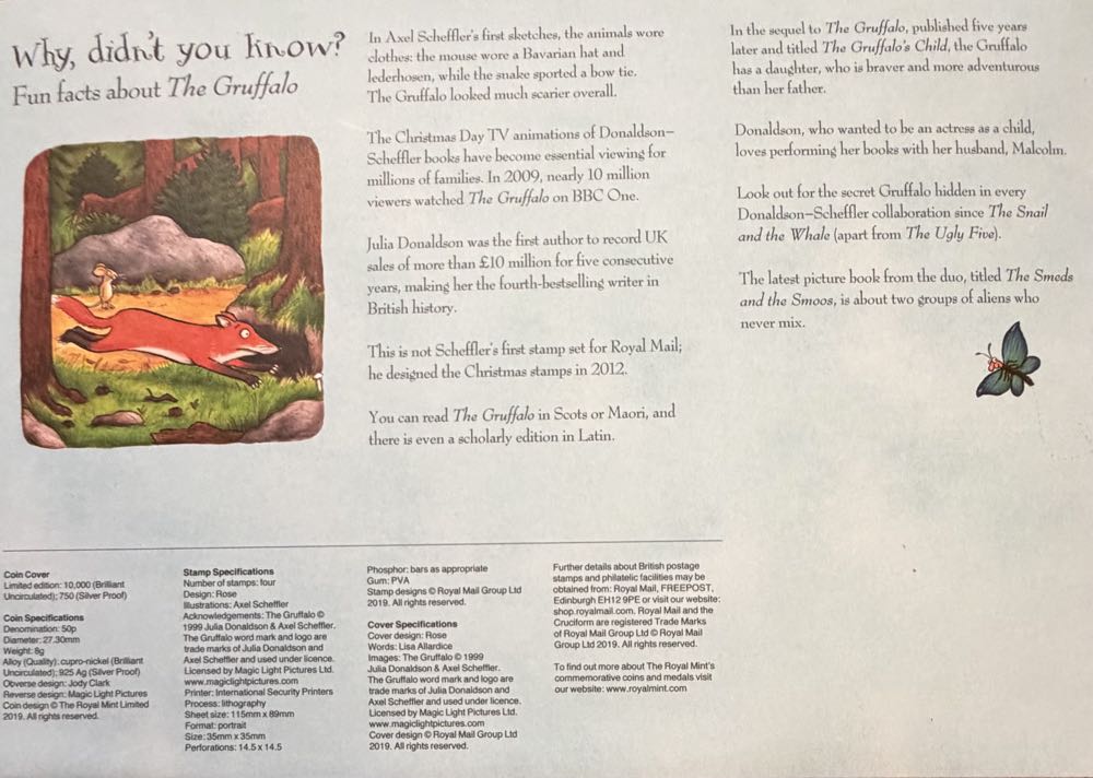 2019 The Gruffalo Coin Cover 50p  coin collectible - Main Image 4