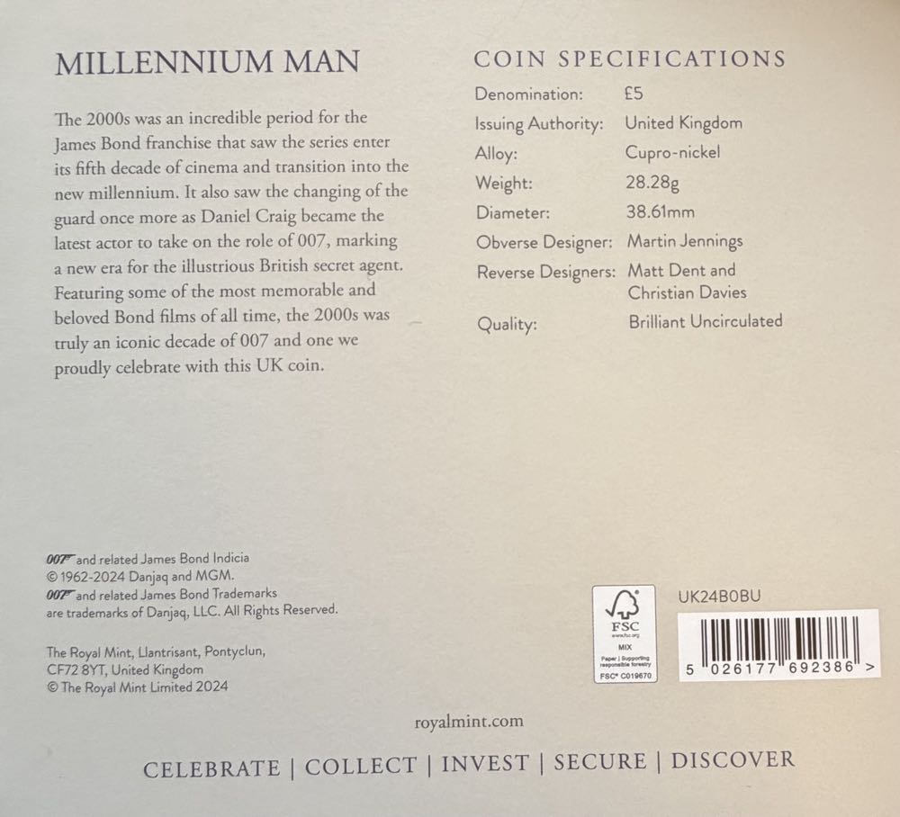 2024 Bond Film Of The 2000s £5  coin collectible - Main Image 4