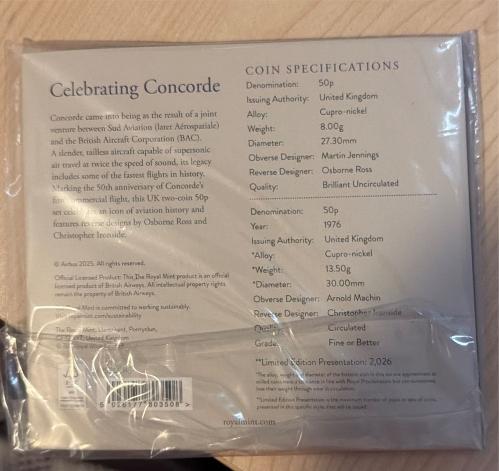Concorde 2 Coin Set 1976 2026  coin collectible [Barcode 5026177803508] - Main Image 2
