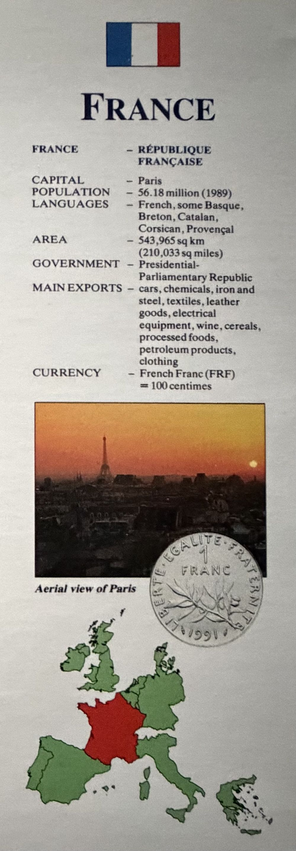 1992 France 1 Franc  coin collectible - Main Image 7