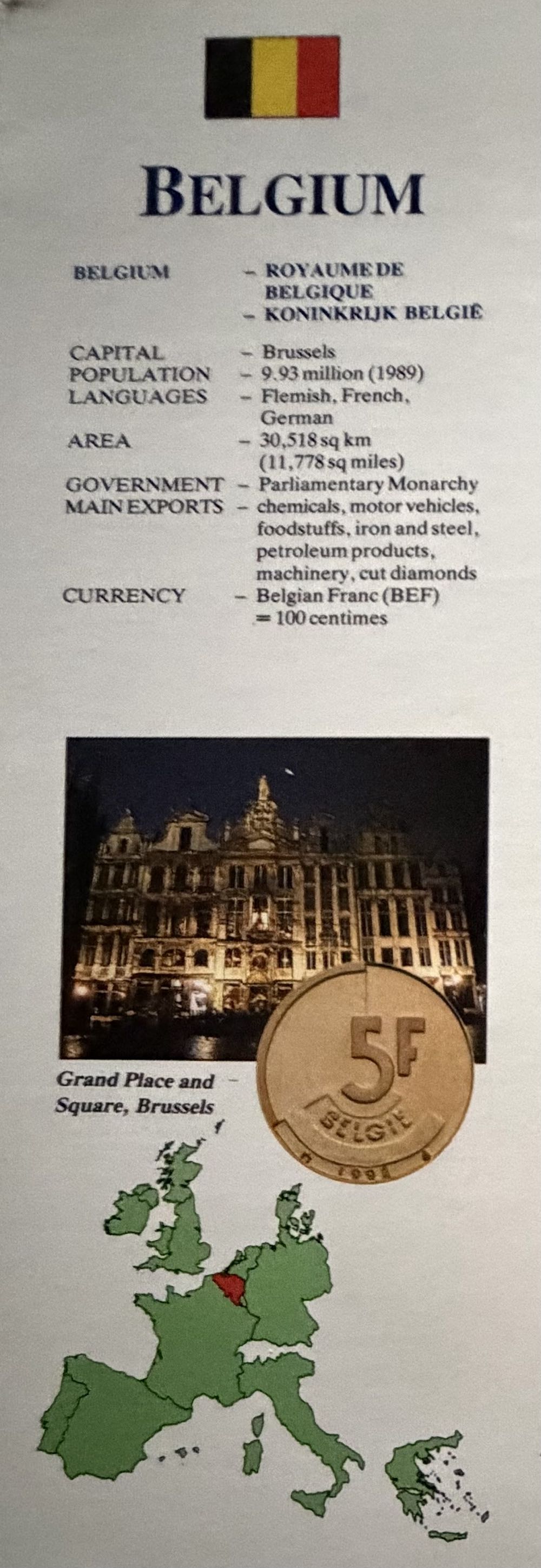 1992 Belgium 5 Francs  coin collectible - Main Image 7