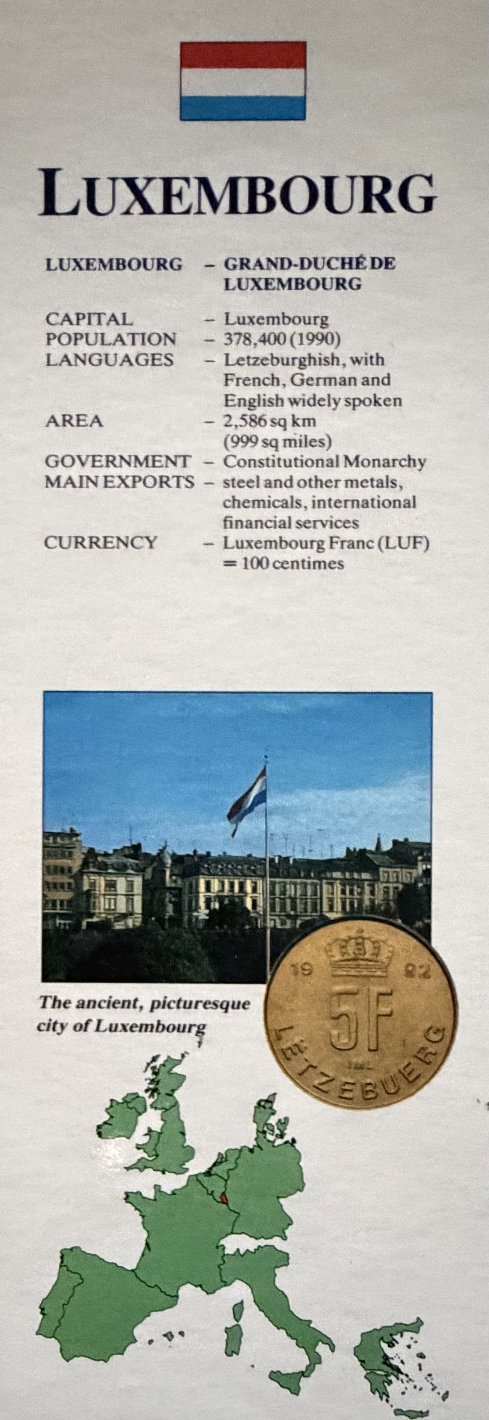 1992 Luxembourg 5 Francs  coin collectible - Main Image 7