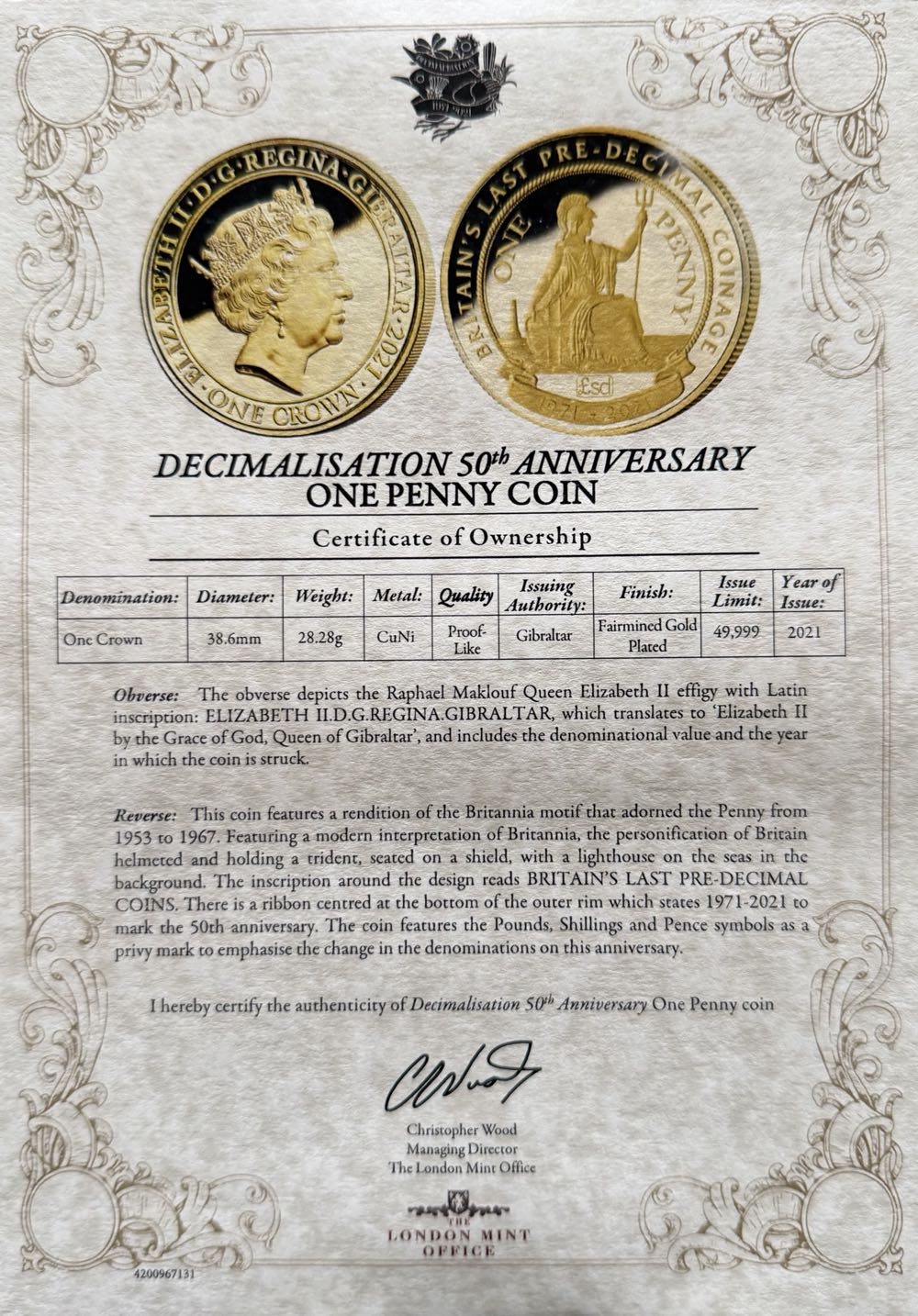 2021 Decimalisation 50th One Penny  coin collectible - Main Image 4