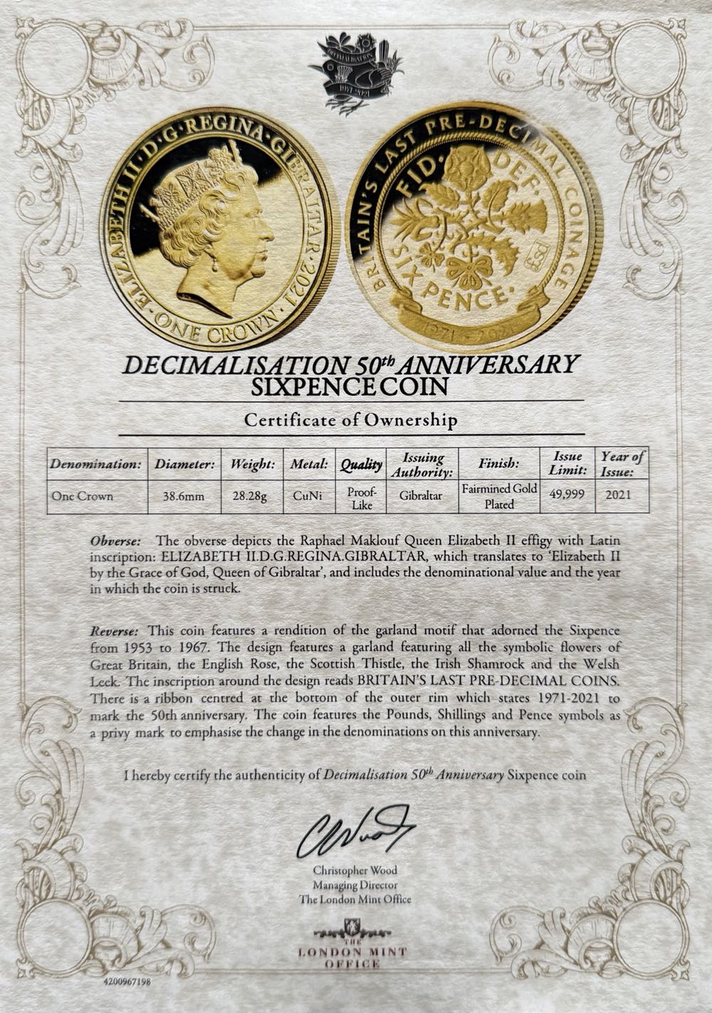 2021 Decimalisation 50th Six Pence  coin collectible - Main Image 4