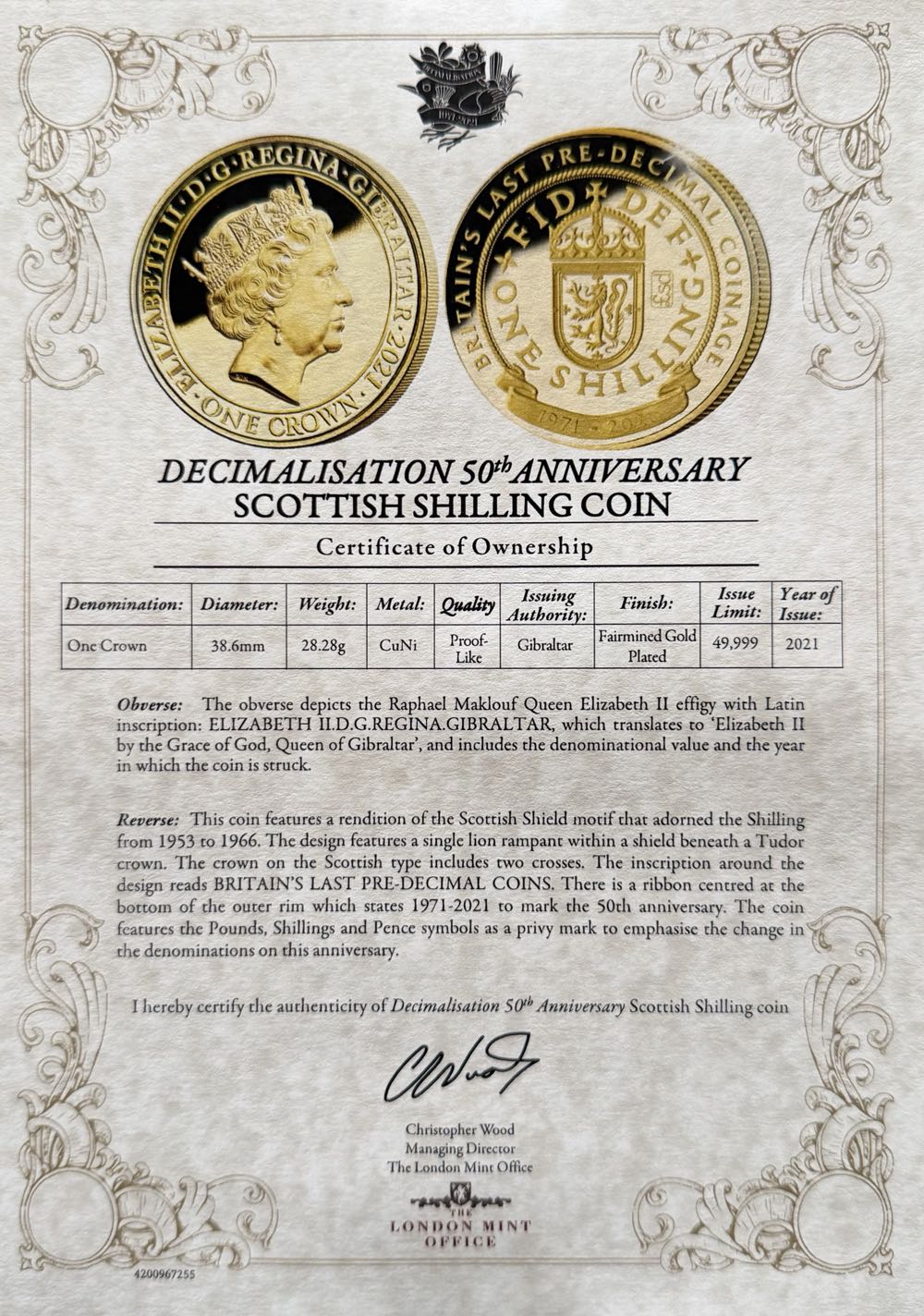 2021 Decimalisation 50th Scottish Shilling  coin collectible - Main Image 4