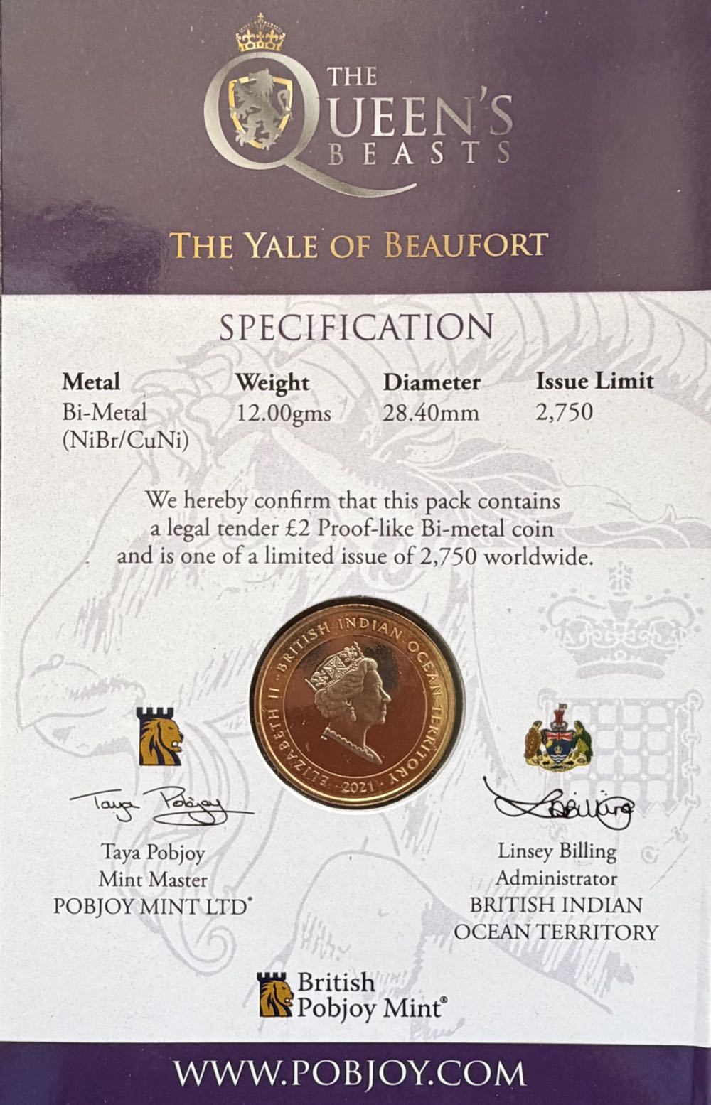 2021 The Yale Of Beaufort £2  coin collectible - Main Image 4