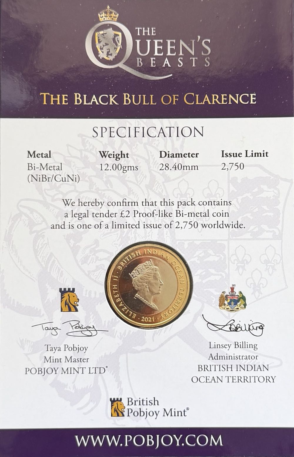 2021 The Black Bull Of Clarence £2  coin collectible - Main Image 4