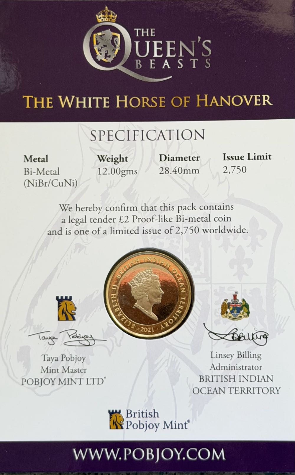 2021 The White Horse Of Hanover £2  coin collectible - Main Image 4