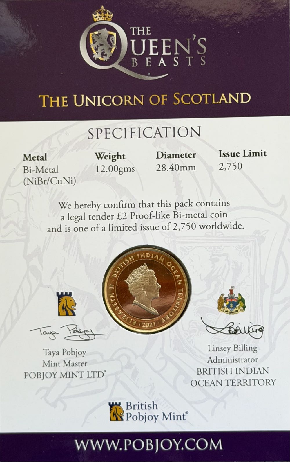 2021 The Unicorn Of Scotland £2  coin collectible - Main Image 4