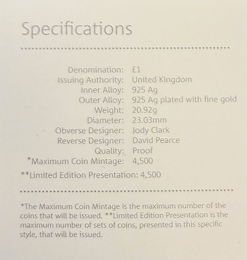 2017 Nations Of The Crown Piedfort £1  coin collectible - Main Image 4