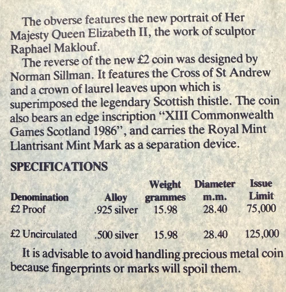 1986 Commonwealth Games Silver £2  coin collectible - Main Image 4