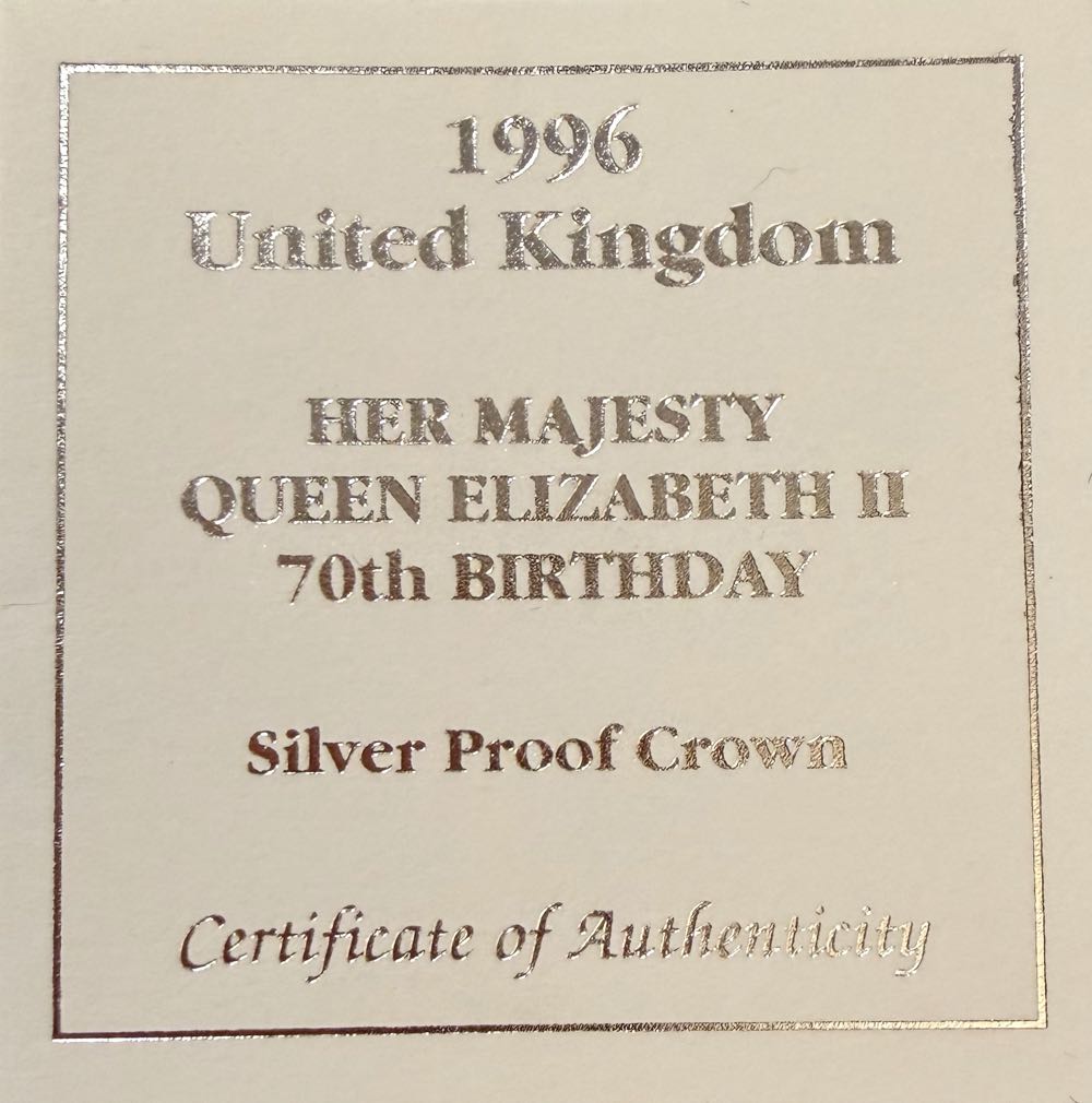1996 Queens 70th Birthday Silver £5  coin collectible - Main Image 3