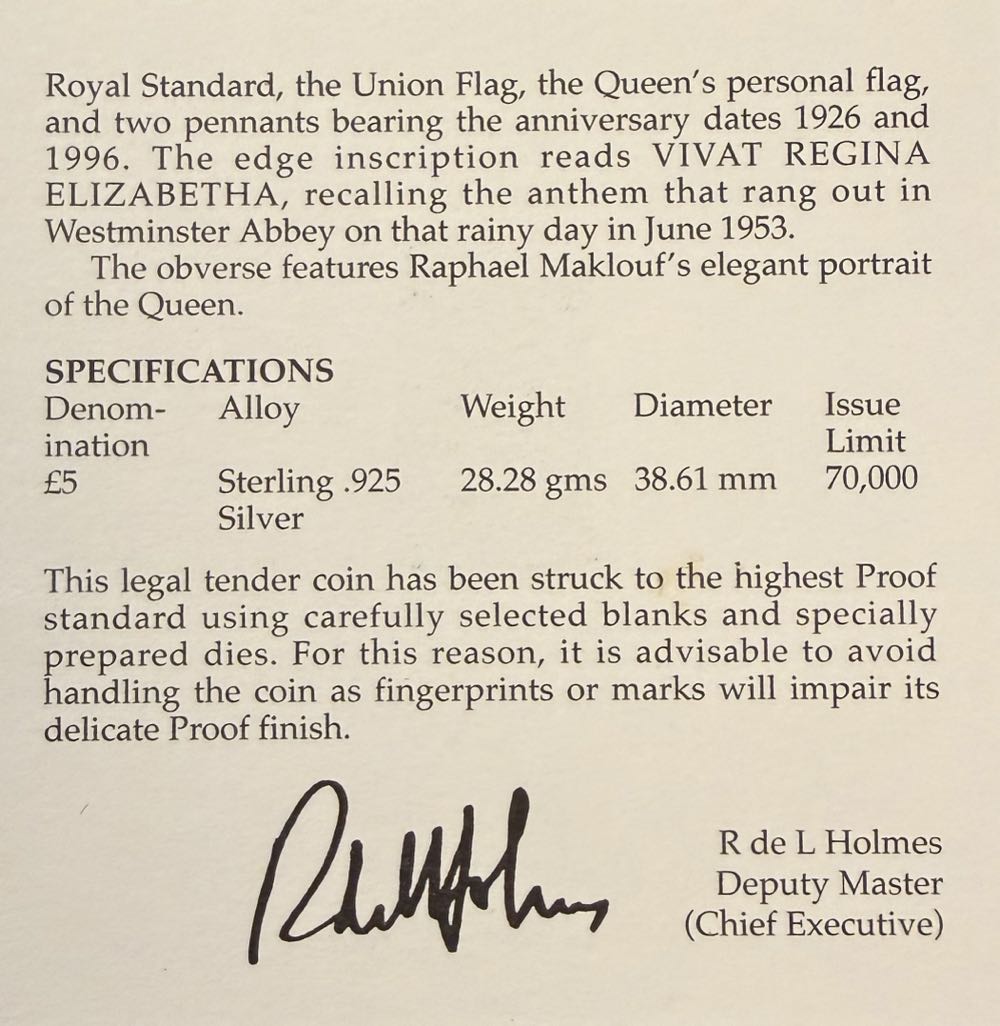 1996 Queens 70th Birthday Silver £5  coin collectible - Main Image 4