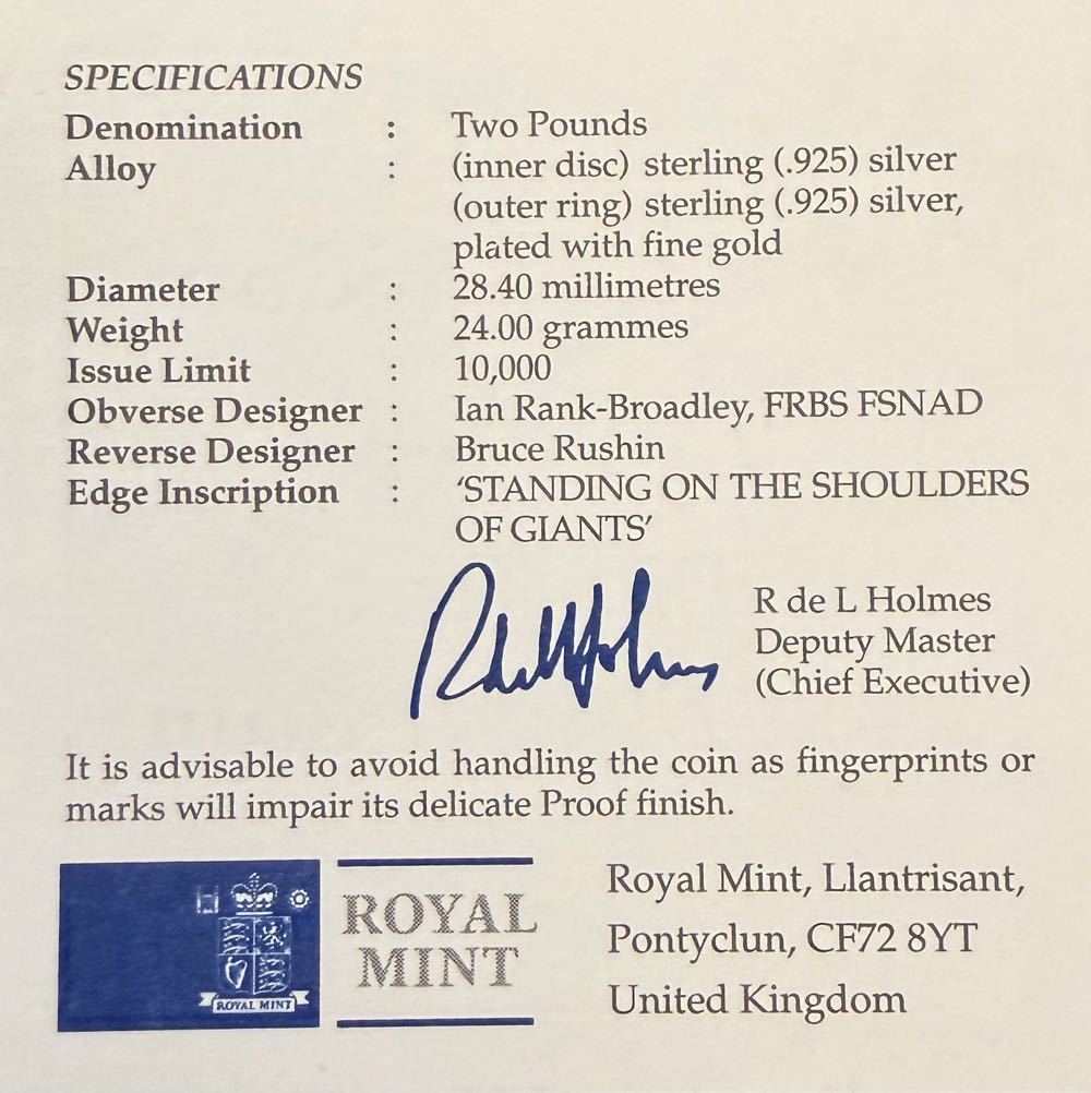 1998 Technology Piedfort £2  coin collectible - Main Image 4