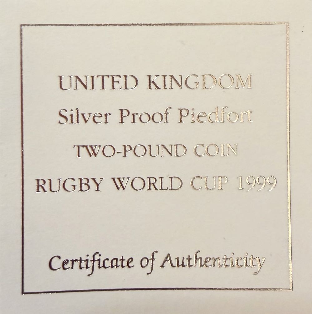 1999 Rugby World Cup Piedfort £2  coin collectible - Main Image 3