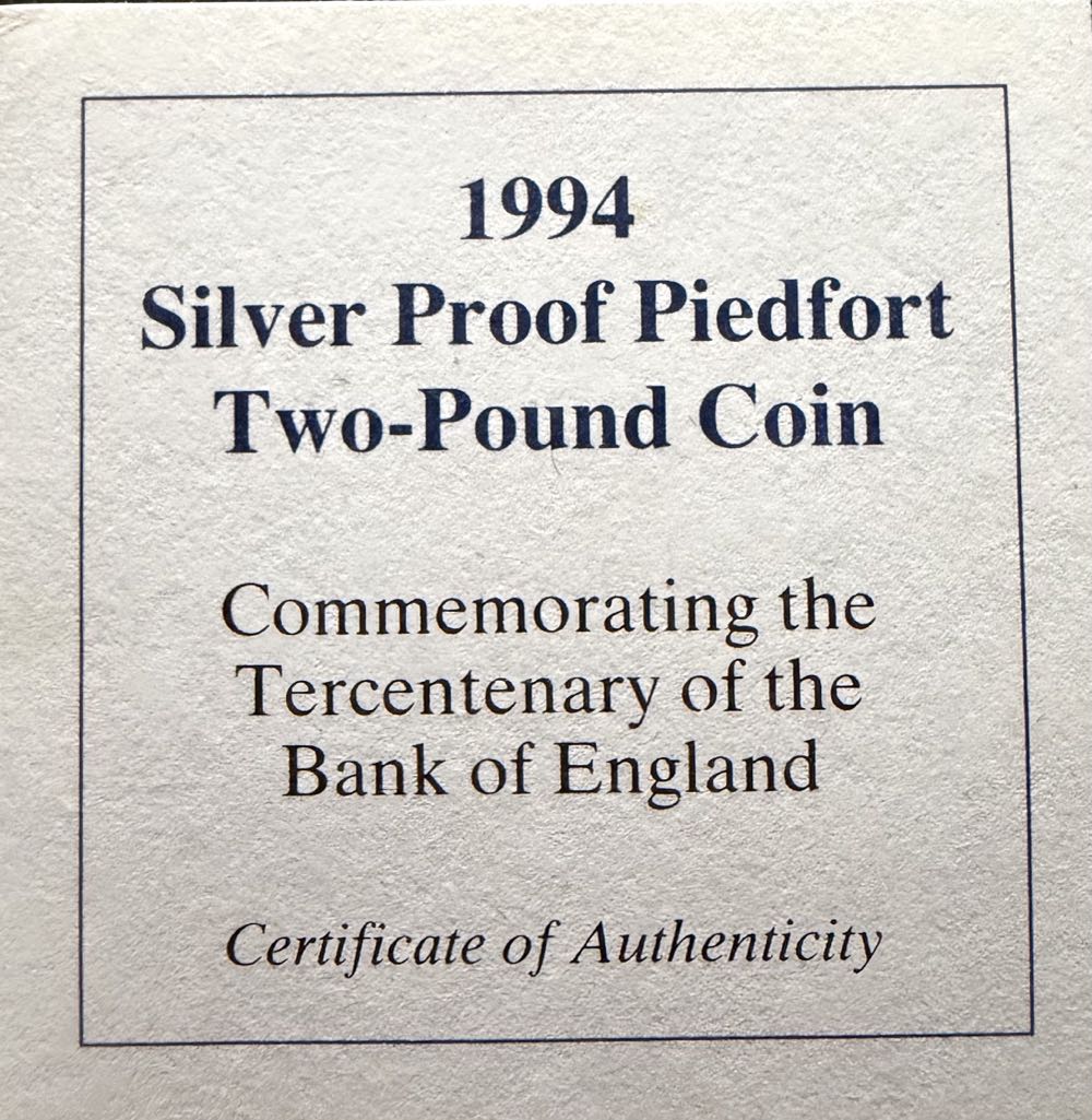 1994 Bank Of England Piedfort £2  coin collectible - Main Image 3