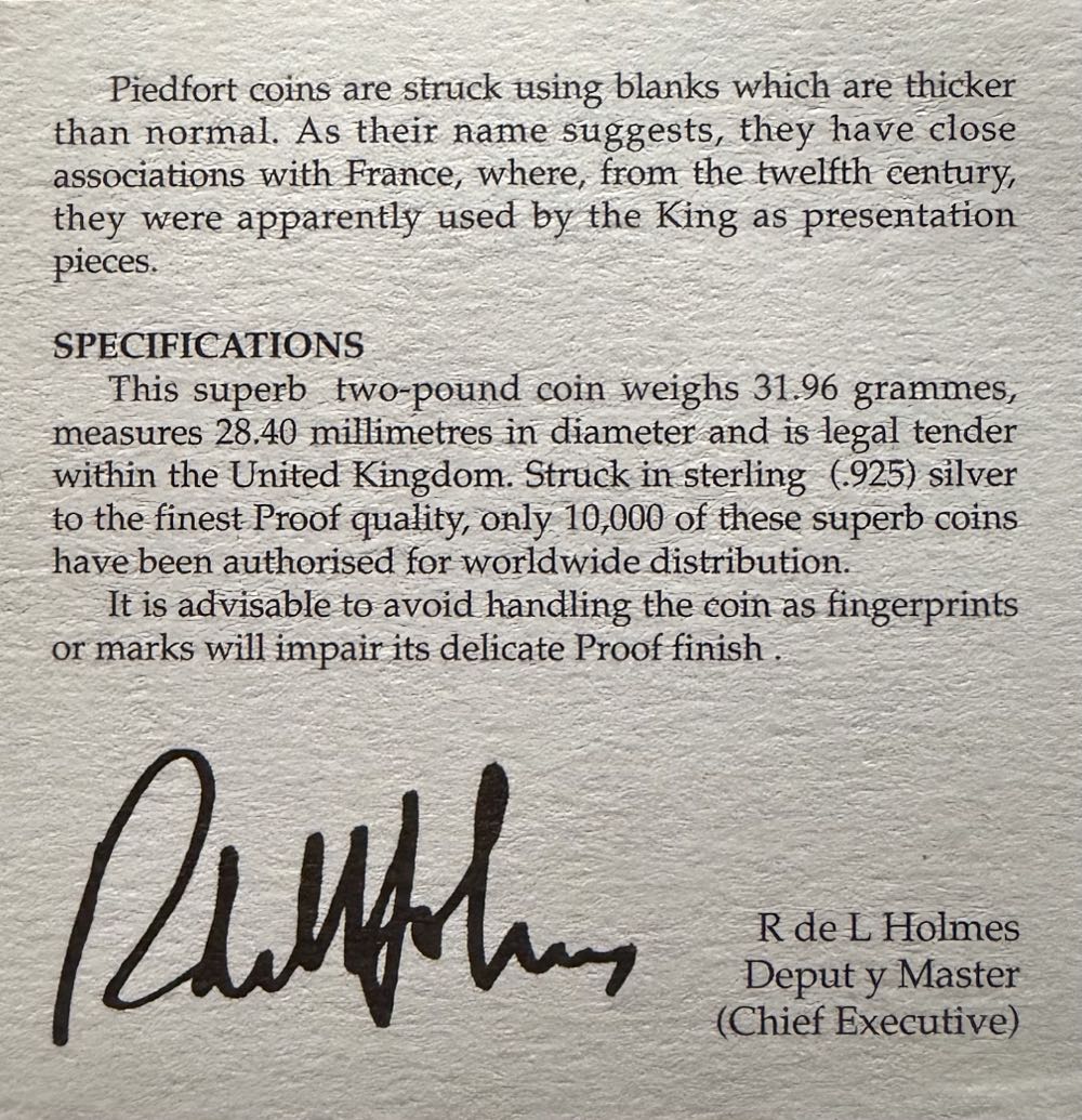 1995 Dove Of Peace Piedfort £2  coin collectible - Main Image 4