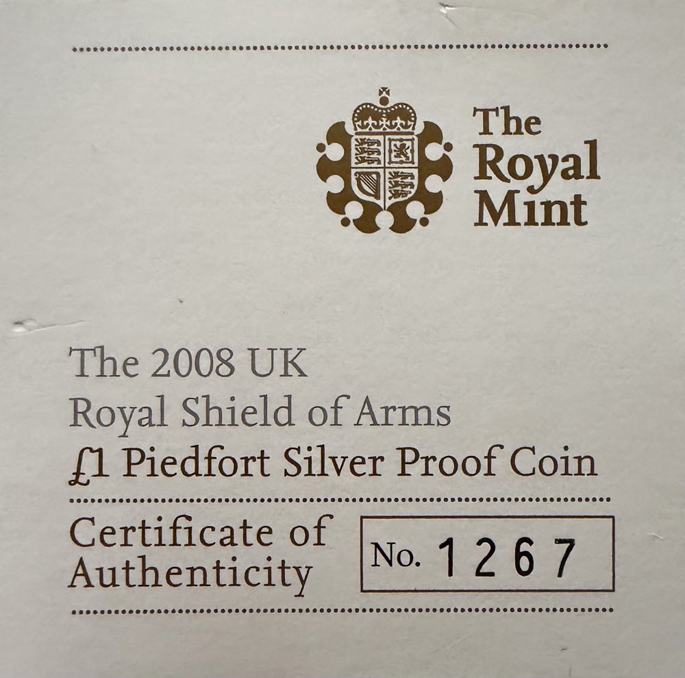 2008 Royal Shield Of Arms Piedfort £1 (2)  coin collectible - Main Image 3