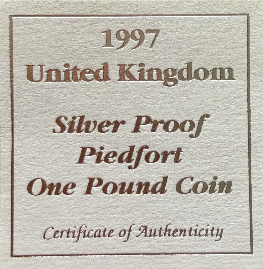 1997 English Three Lions Piedfort £1  coin collectible - Main Image 3