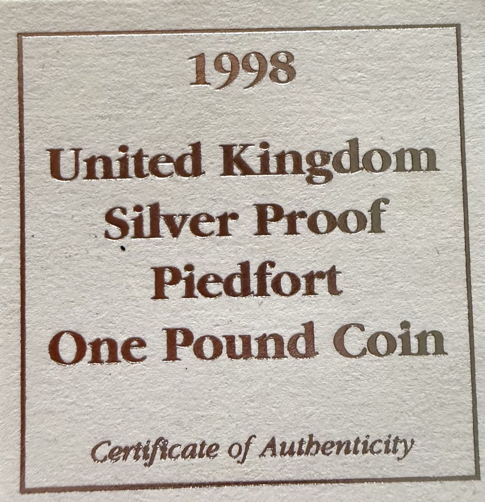 1998 Royal Coat Of Arms Piedfort £1  coin collectible - Main Image 3