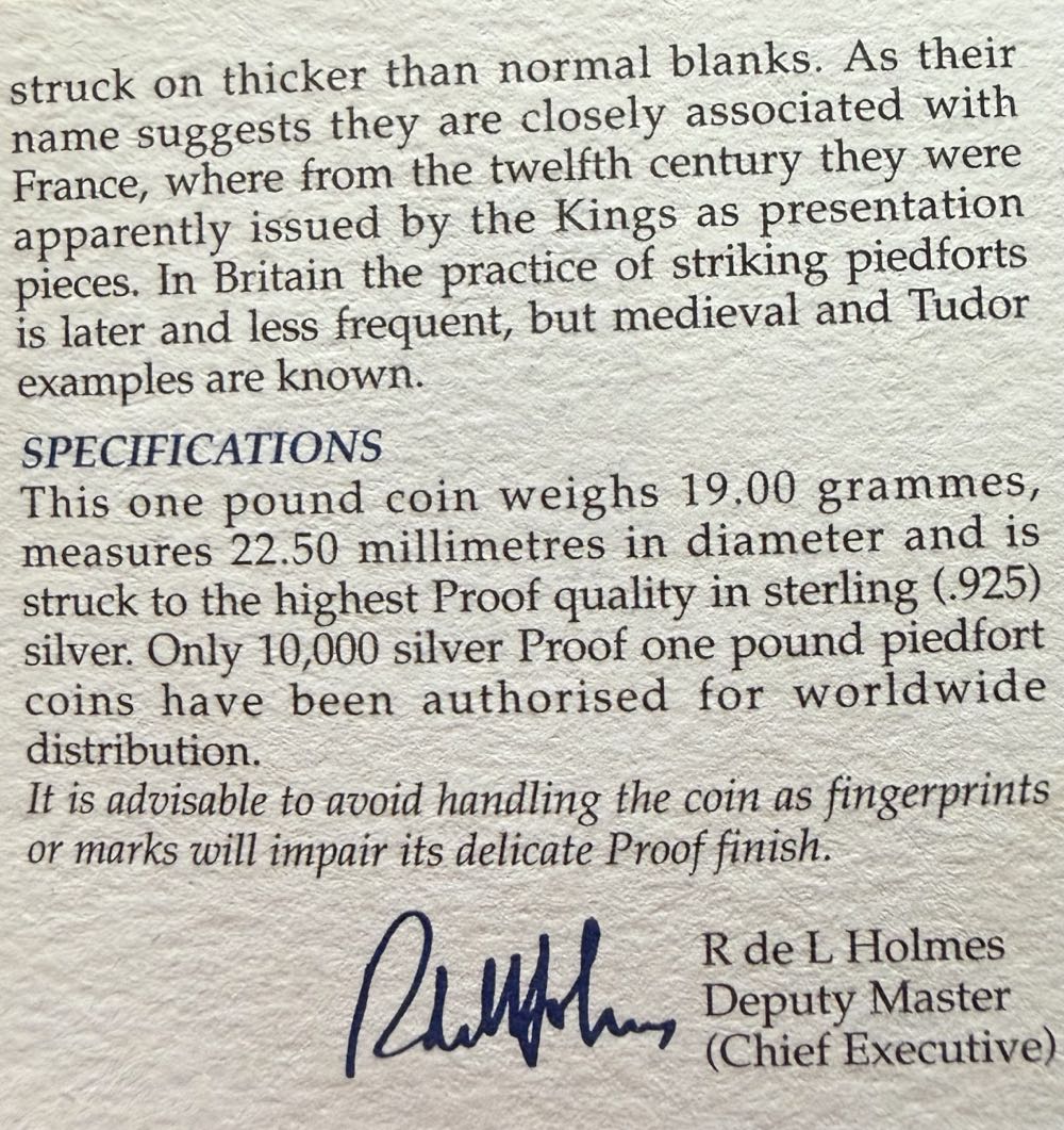 1998 Royal Coat Of Arms Piedfort £1  coin collectible - Main Image 4