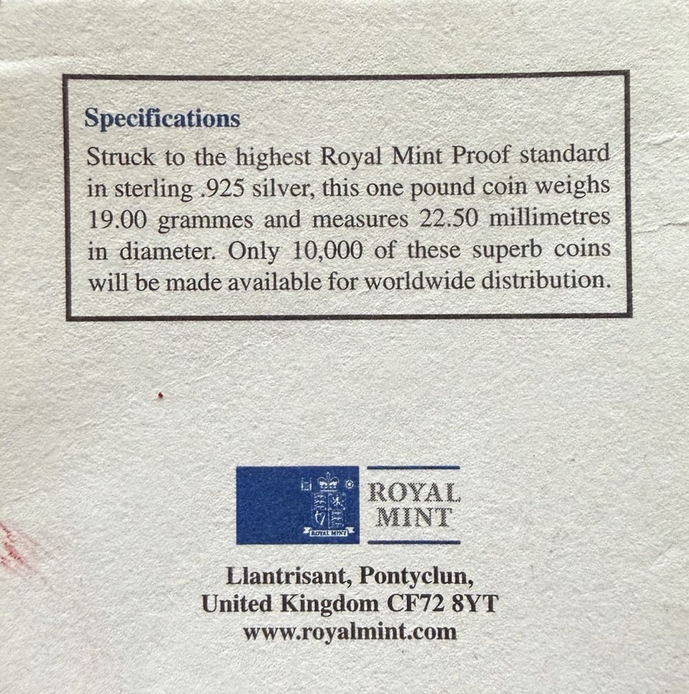 2002 English Three Lions Piedfort £1  coin collectible - Main Image 4