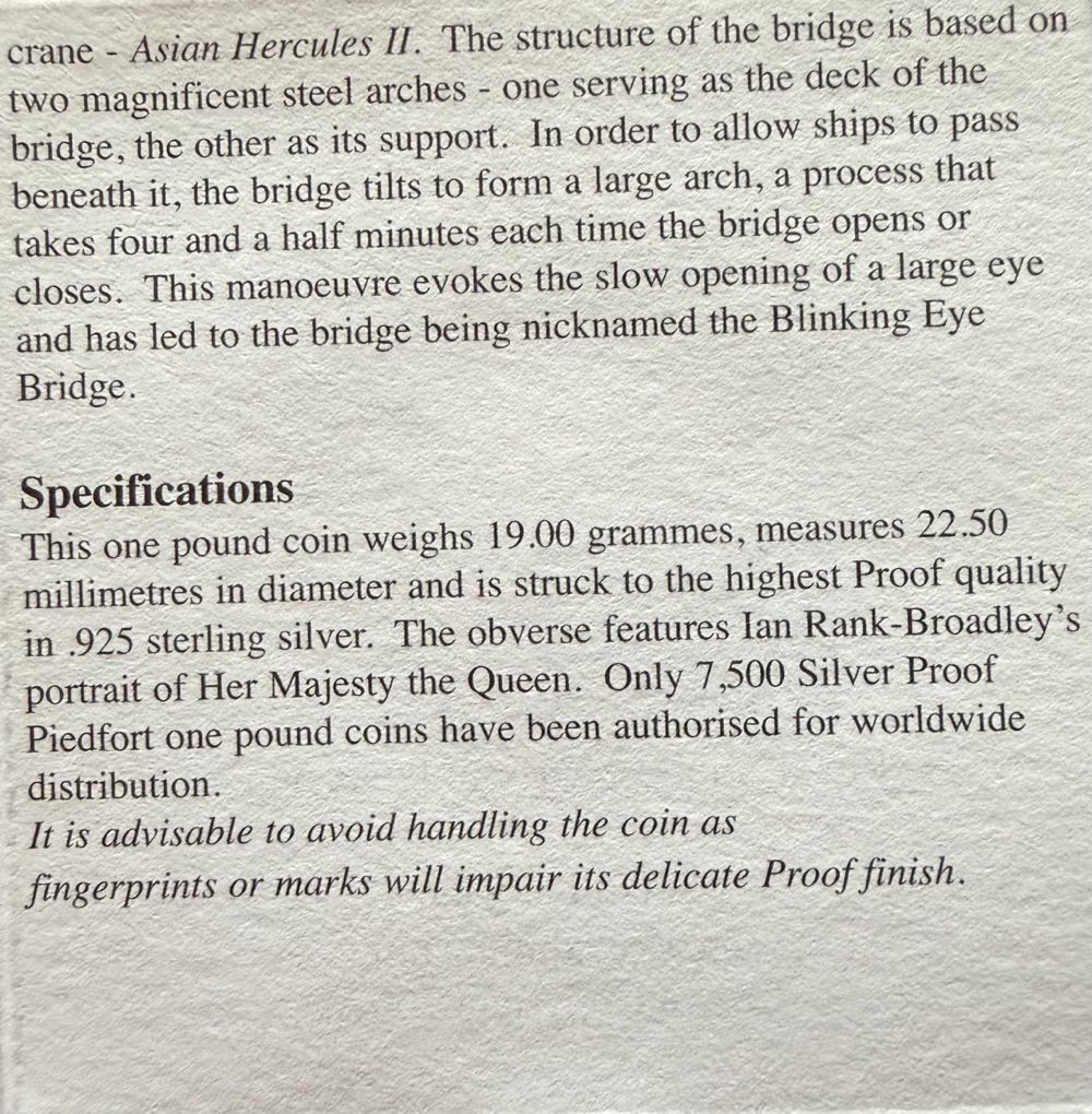 2007 Gateshead Millennium Bridge Piedfort £1 (2)  coin collectible - Main Image 4