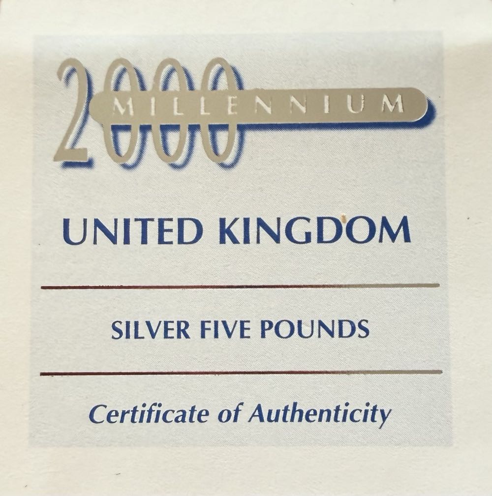 1999 Millennium Silver £5  coin collectible - Main Image 3