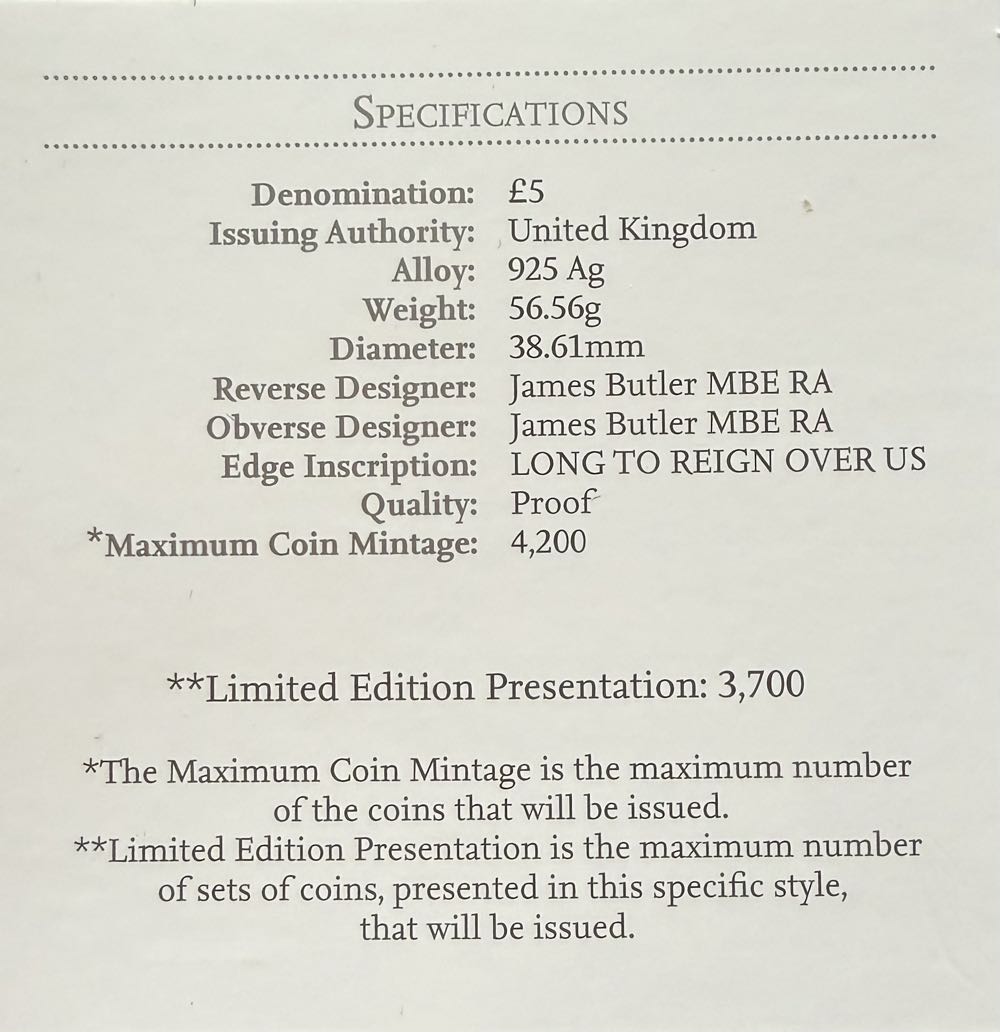2015 Longest Reigning Monarch Piedfort £5  coin collectible - Main Image 4