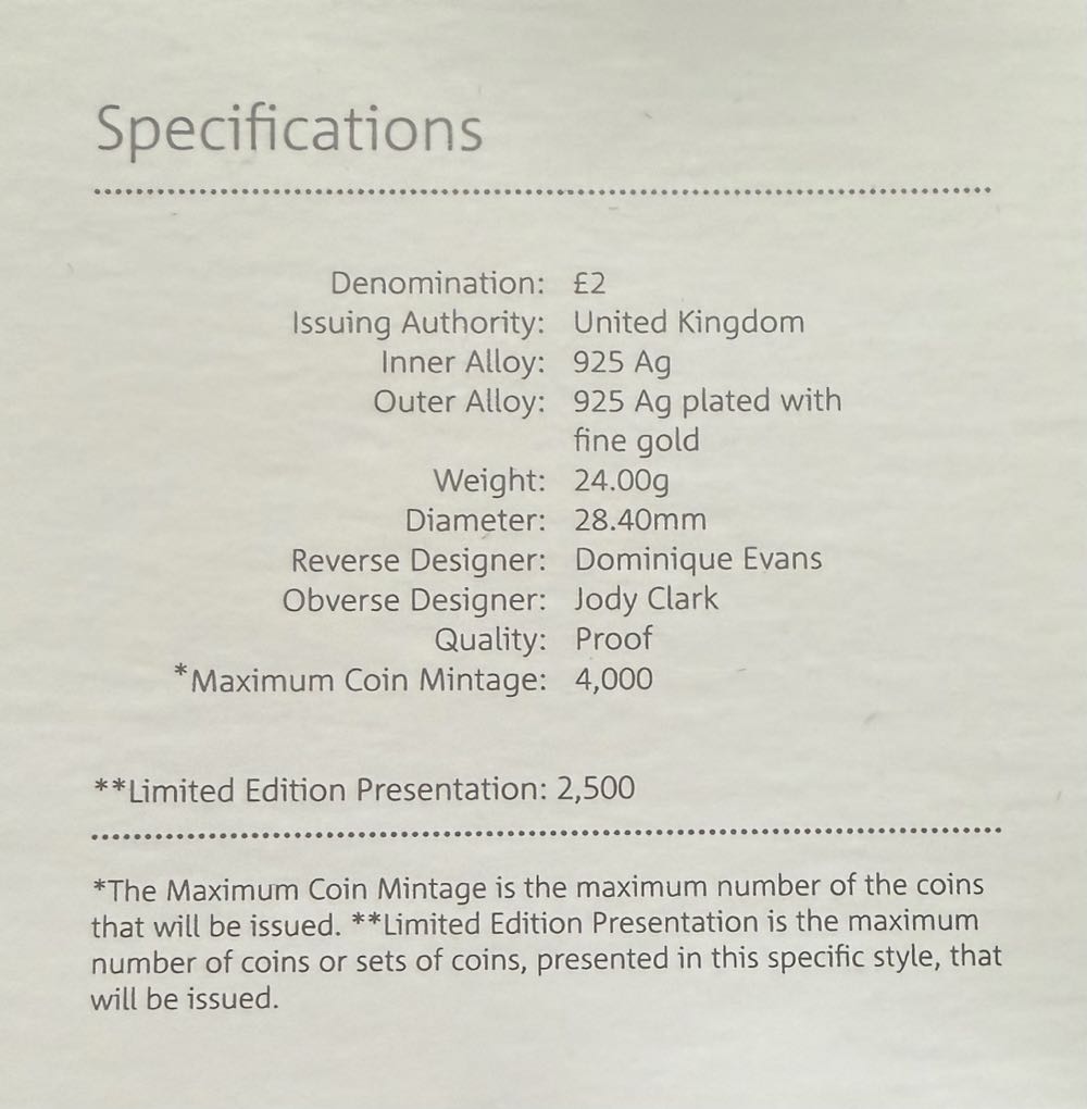 2017 Jane Austen Silver Piedfort £2  coin collectible - Main Image 4