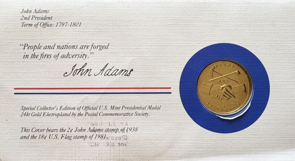 President John Adams Medal Cover  coin collectible - Main Image 2
