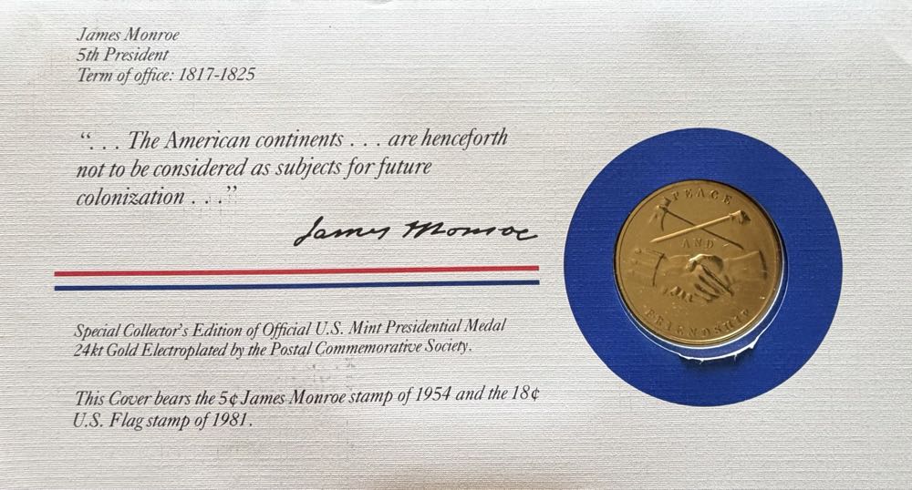 President James Monroe Medal Cover  coin collectible - Main Image 2