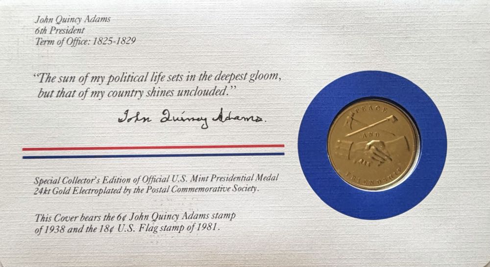 President John Quincy Adams Medal Cover  coin collectible - Main Image 2