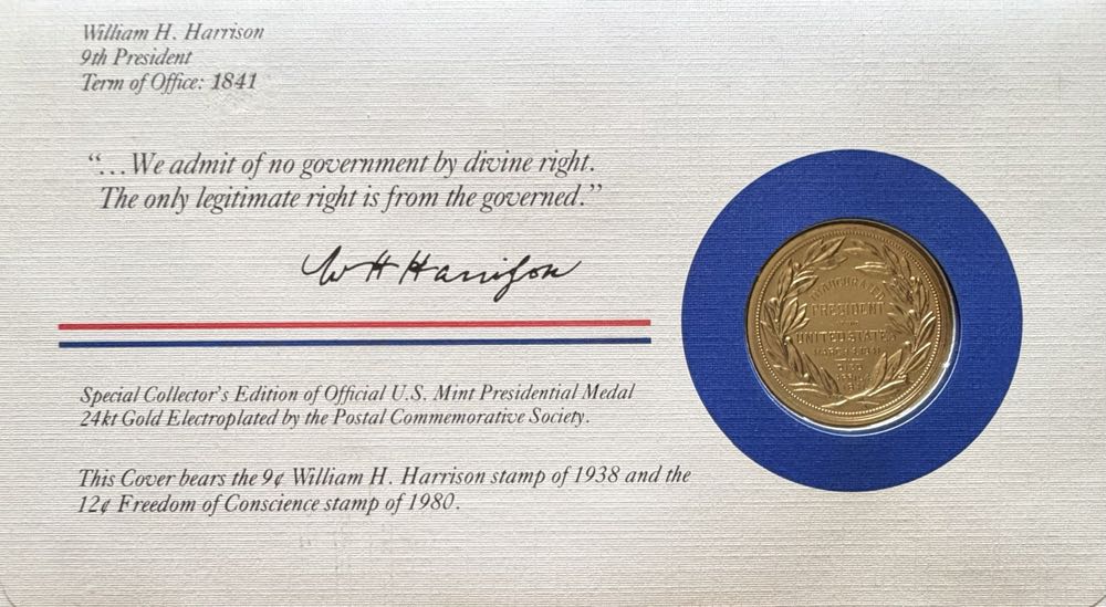 President William H Harrison Medal Cover  coin collectible - Main Image 2