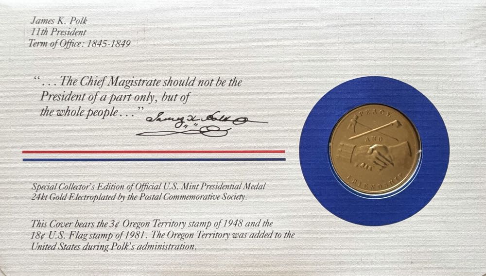 President James K Polk Medal Cover  coin collectible - Main Image 2