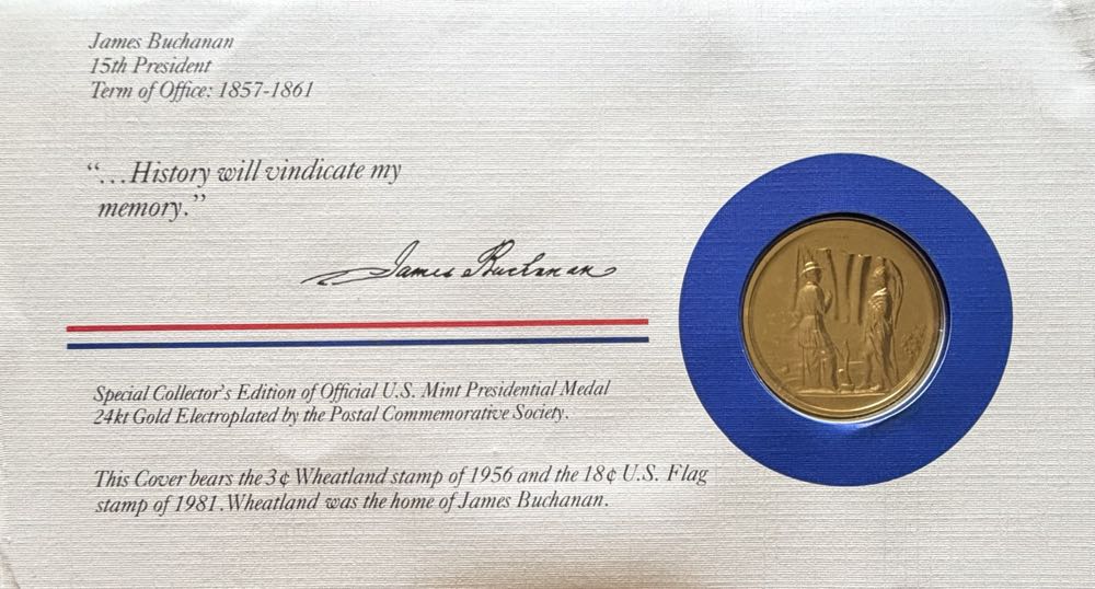 President James Buchanan Medal Cover  coin collectible - Main Image 2