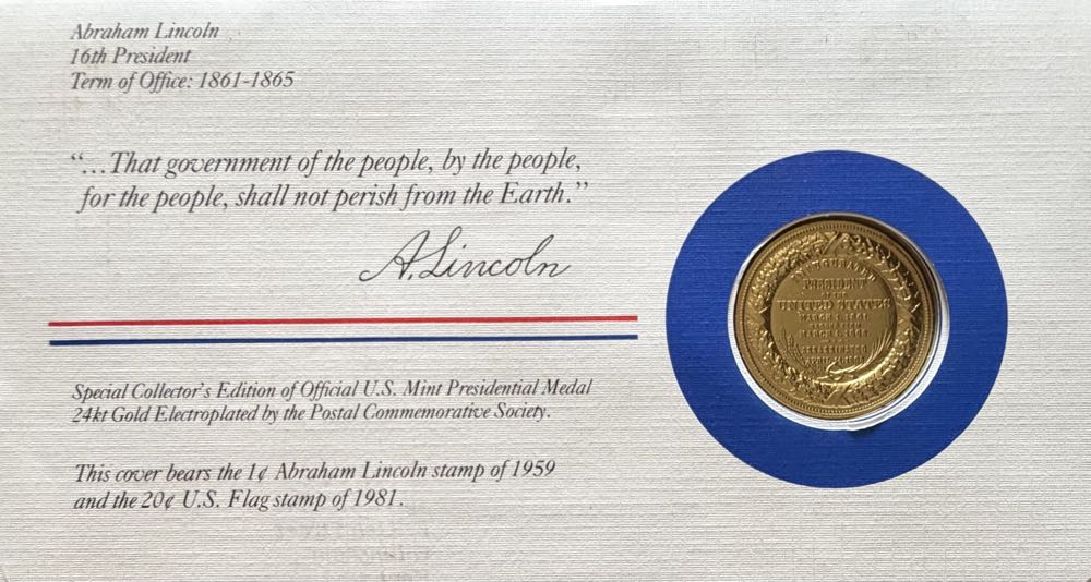 President Abraham Lincoln Medal Cover  coin collectible - Main Image 2