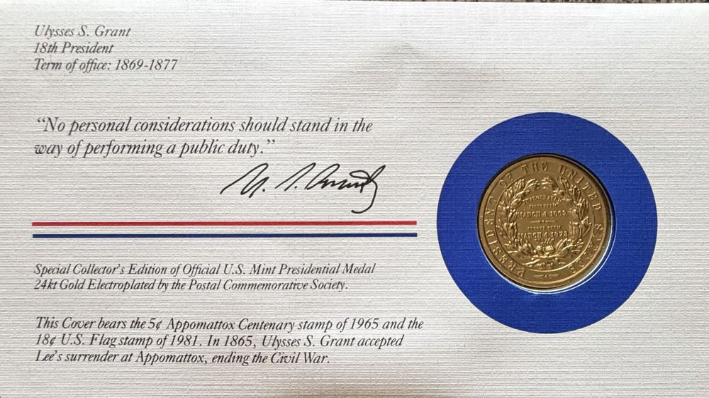 President Ulysses S Grant Medal Cover  coin collectible - Main Image 2