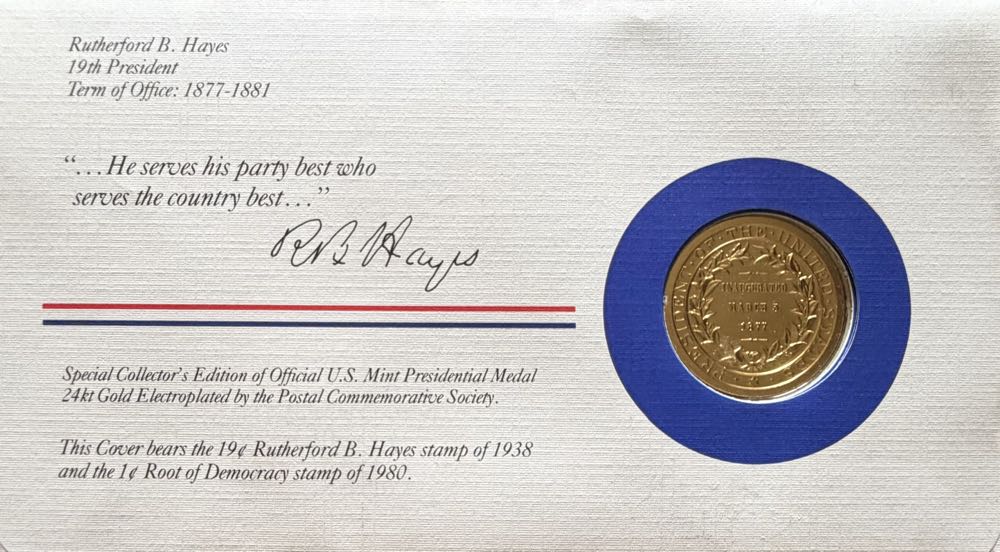 President Rutherford B Hayes Medal Cover  coin collectible - Main Image 2